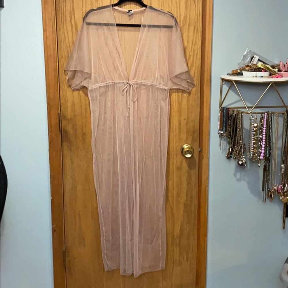 Windsor Beige/Taupe Sheer Mesh Kimono size S
